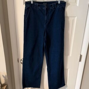 Judy Blue Women’s Wide Leg Dark Indigo Denim Frayed Hem Trouser Jeans Size 11